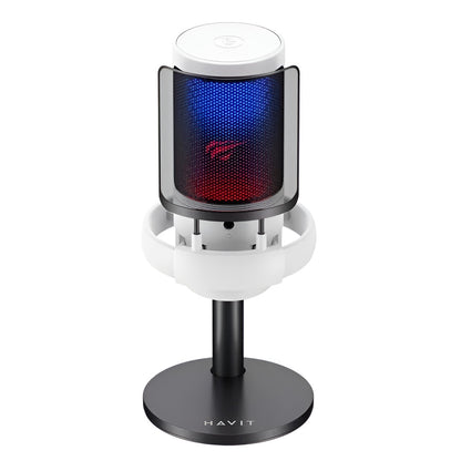 Gaming microphone with LED light on a white background