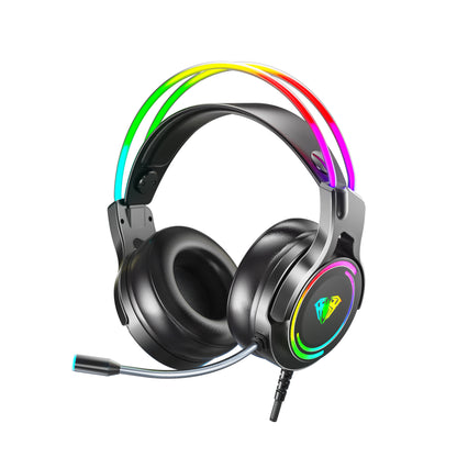 Gaming headset with RGB lighting on a white background