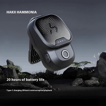 HAKII HAMMONIA speaker with battery life text on a dark background