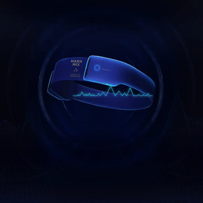 Blue headband with electronic components on a dark background