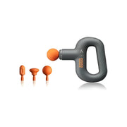HAKII WAKE Percussion Massage Gun, Gray and orange earbud with three additional ear tips on a white background