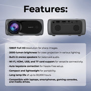 HAVIT PJ221-EU 1080P Smart Projector WiFi 2000 Lumens Portable
