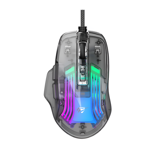 Gaming mouse with RGB lighting on a white background
