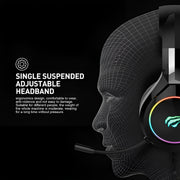HAVIT H2232D RGB Gaming Headset 50mm Mic PS5 PC Xbox USB