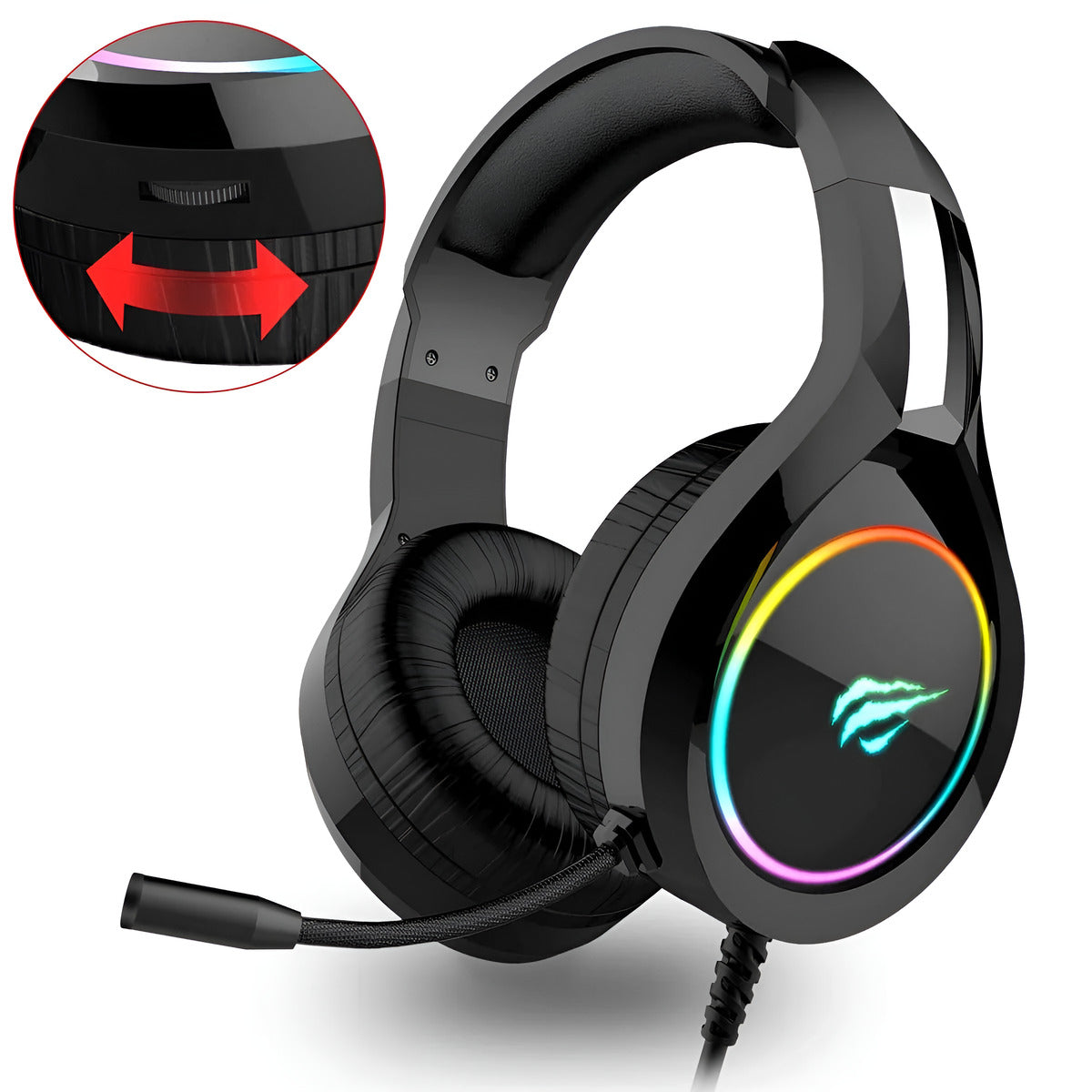 HAVIT H2232D RGB Gaming Headset 50mm Mic PS5 PC Xbox USB