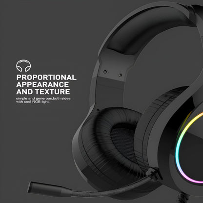 Black gaming headset with RGB lighting on a dark background