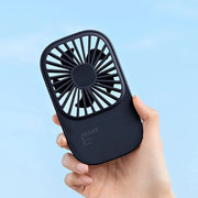 Jisulife Life2 Handheld Fan 2000mAh Portable Desktop USB-C Hand holding a black portable fan against a light blue background