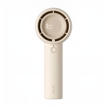 Handheld device with a circular top and cylindrical body on a white background