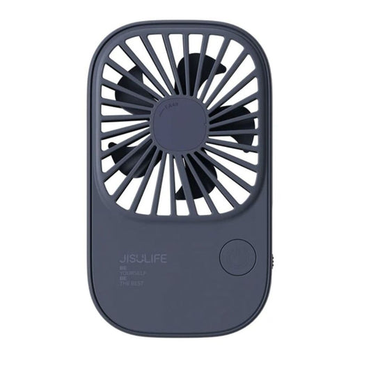 Portable fan with 'JISULIFE' branding on a white background