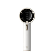 Jisulife Pro1 Handheld Fan 3600mAh 100 Speed Portable Fan White handheld device with digital display on a white background