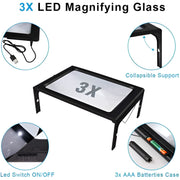 Handsfree Table Stand 3 x Foldable Reading Magnifier