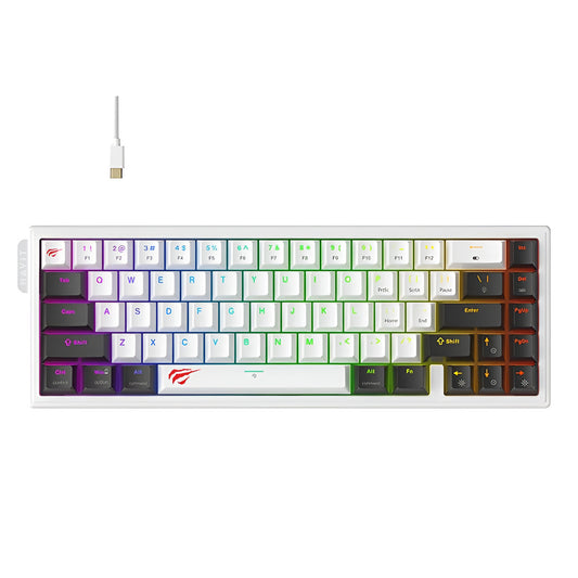 Keyboard with colorful keycaps on a white background
