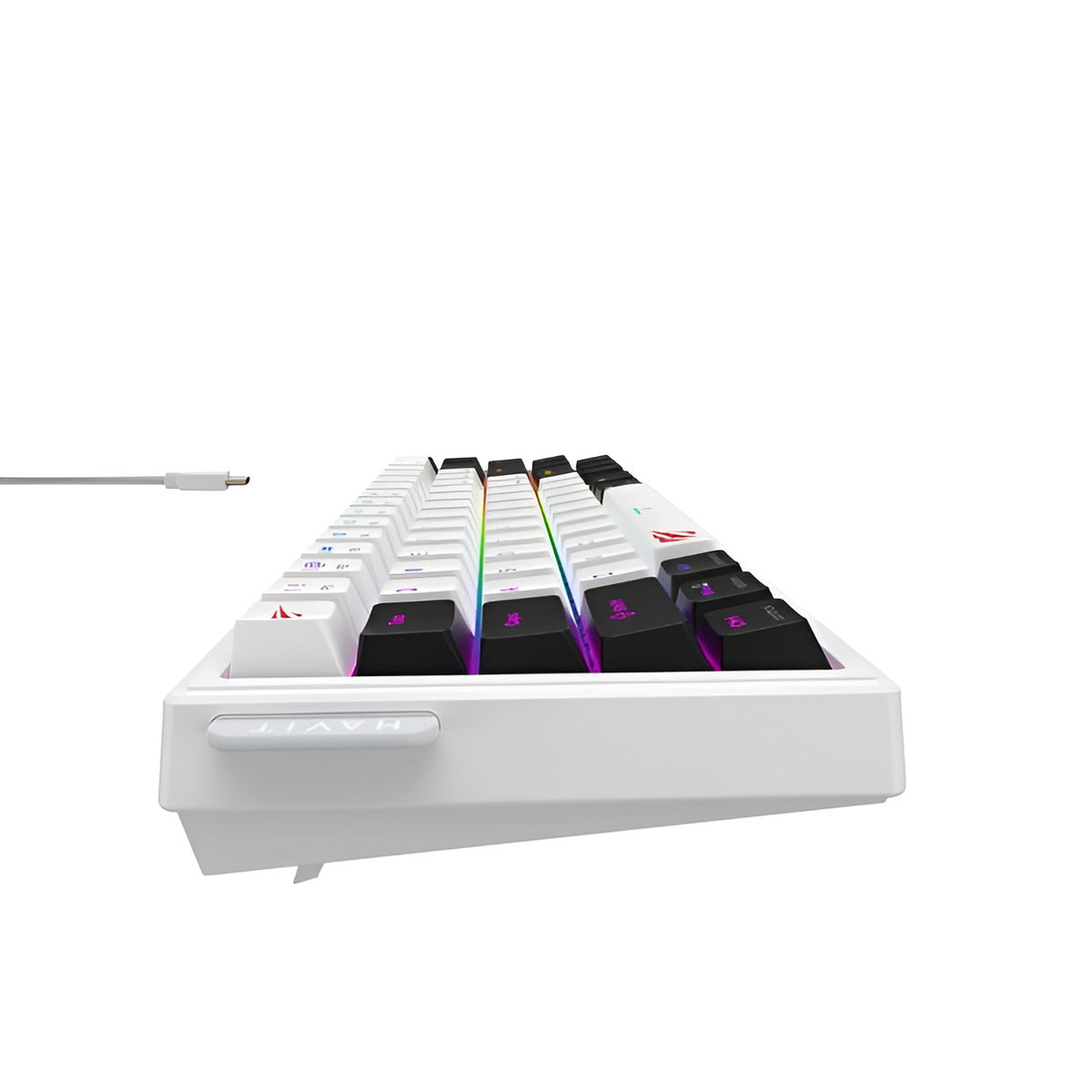 Keyboard with RGB lighting on a white background