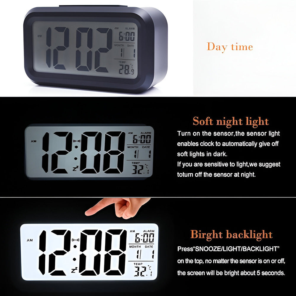 CD Digital Alarm Clock with Intelligent Blue Backlight and Adjustable Snooze 4