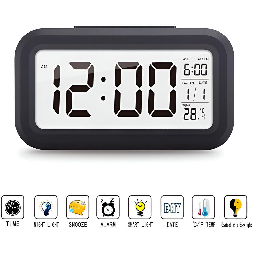 CD Digital Alarm Clock with Intelligent Blue Backlight and Adjustable Snooze 5