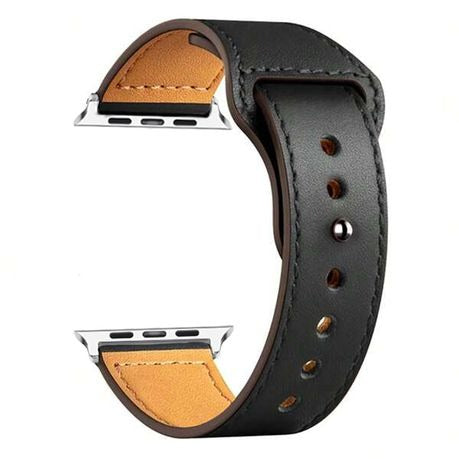 Leather Pin and Tuck Watch Strap for Apple - Black