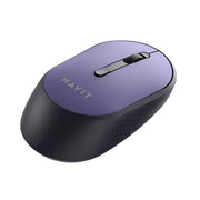 Purple computer mouse with 'HAVIT' branding on a white background