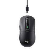 Black gaming mouse with cable on a white background
