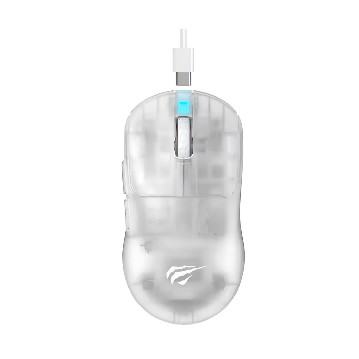 Silver gaming mouse on a white background