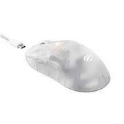 White gaming mouse with USB cable on a white background