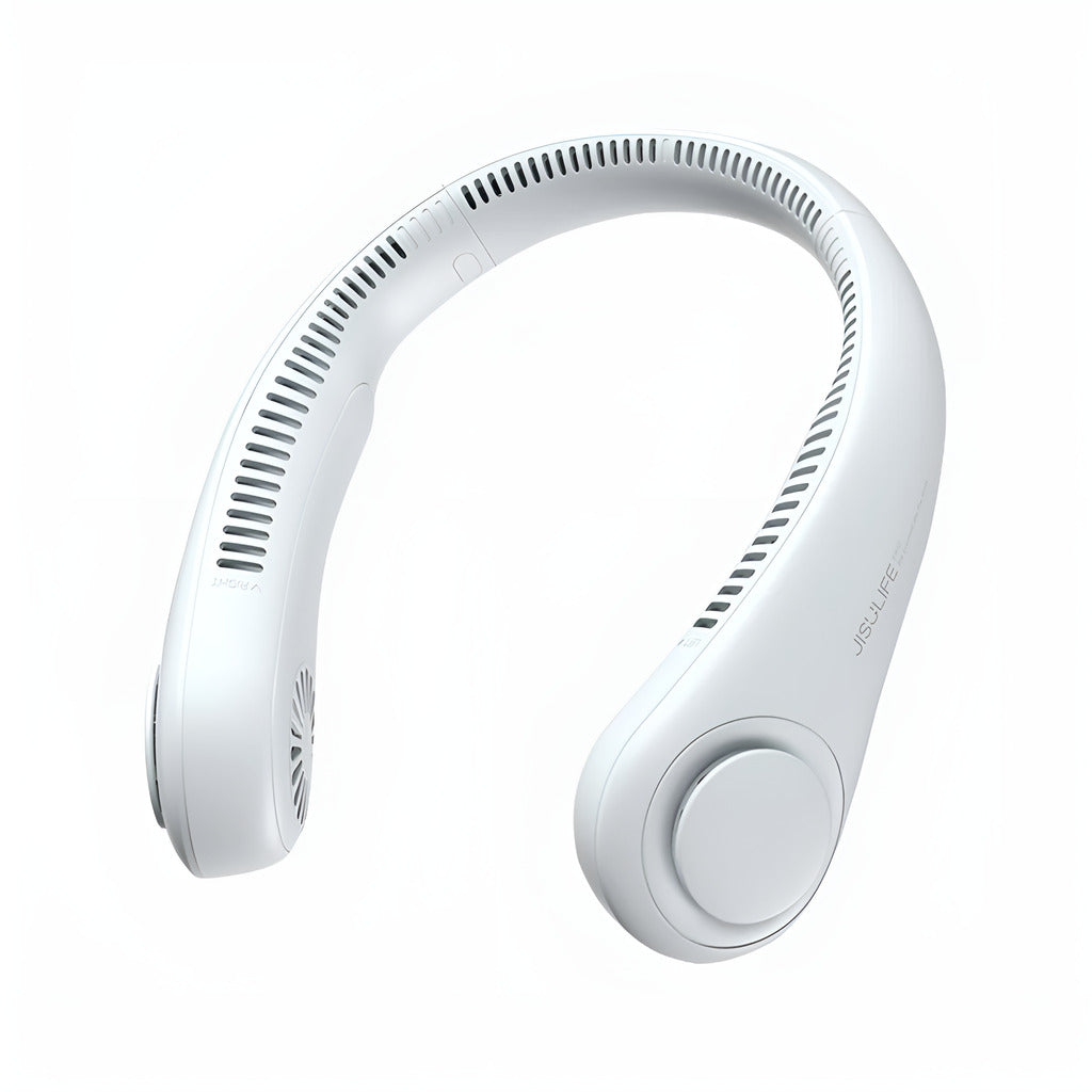 Jisulife Life3 Bladeless Neck Fan 4000mAh Hands-Free Cooling White neck fan on a white background