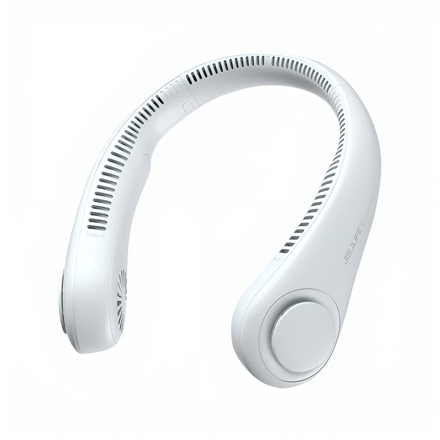 Jisulife Life3 Bladeless Neck Fan 4000mAh Hands-Free Cooling White neck fan on a white background