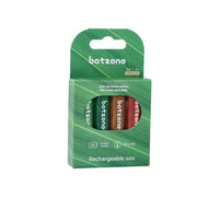 batzone Ni-MH 2.0 Rechargeable Battery AA 2500 (4Pcs), Packaging of batzone rechargeable batteries on a white background
