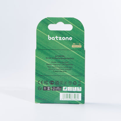 batzone Ni-MH 2.0 Rechargeable Battery AAA 800mAh (4Pcs)