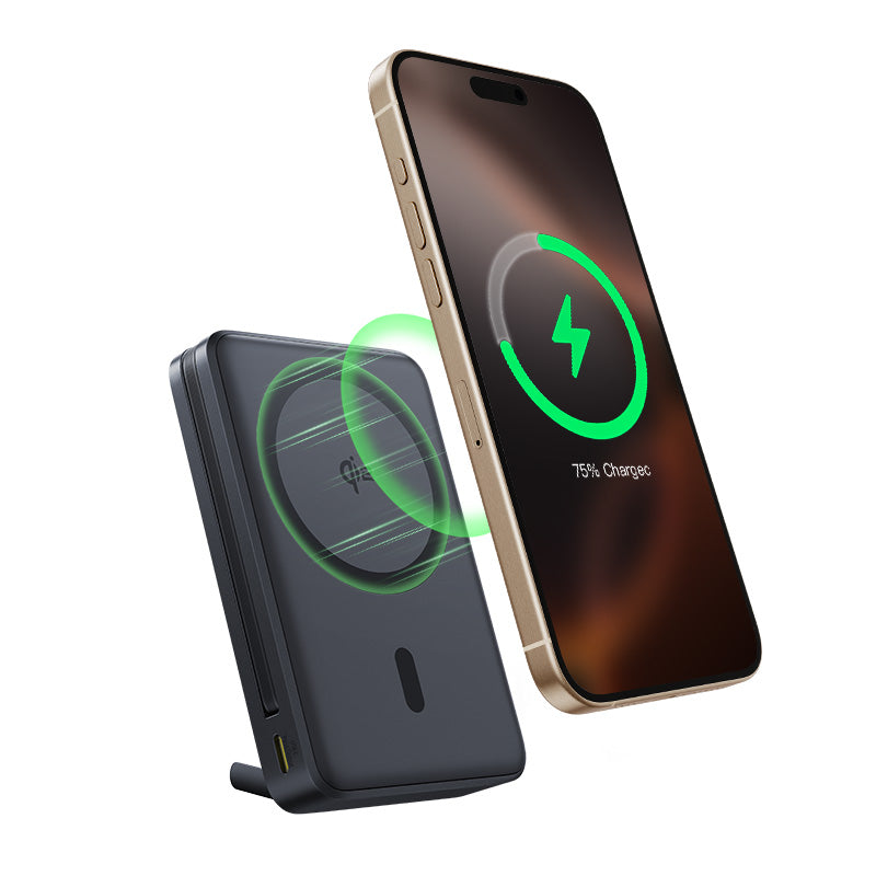 Nomos Qi2 Kickstand Power Bank With White Background