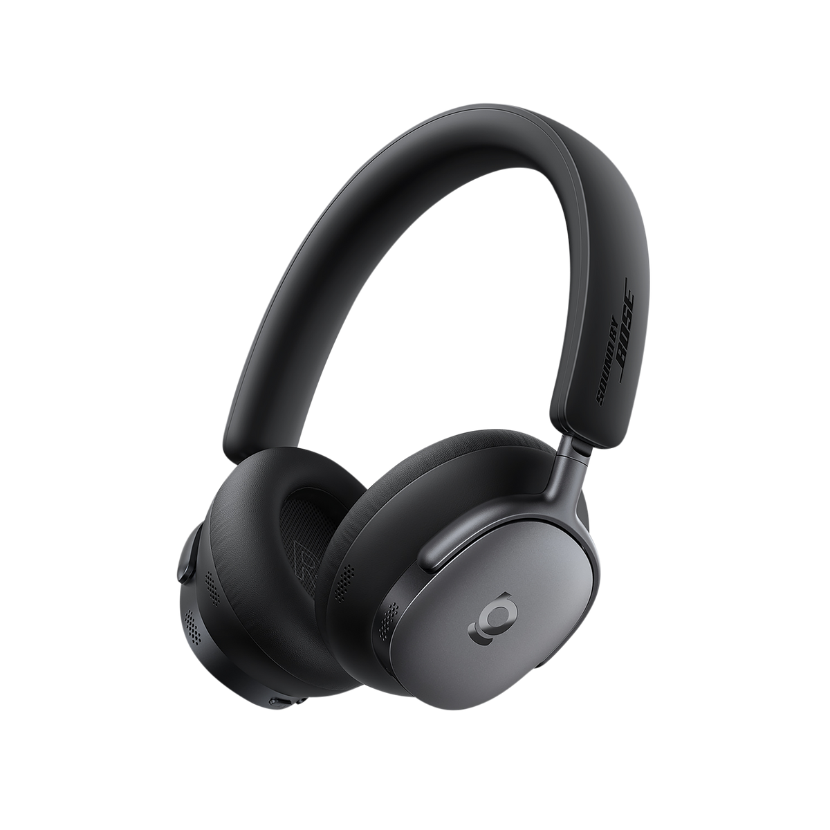 Black over-ear headphones on a white background