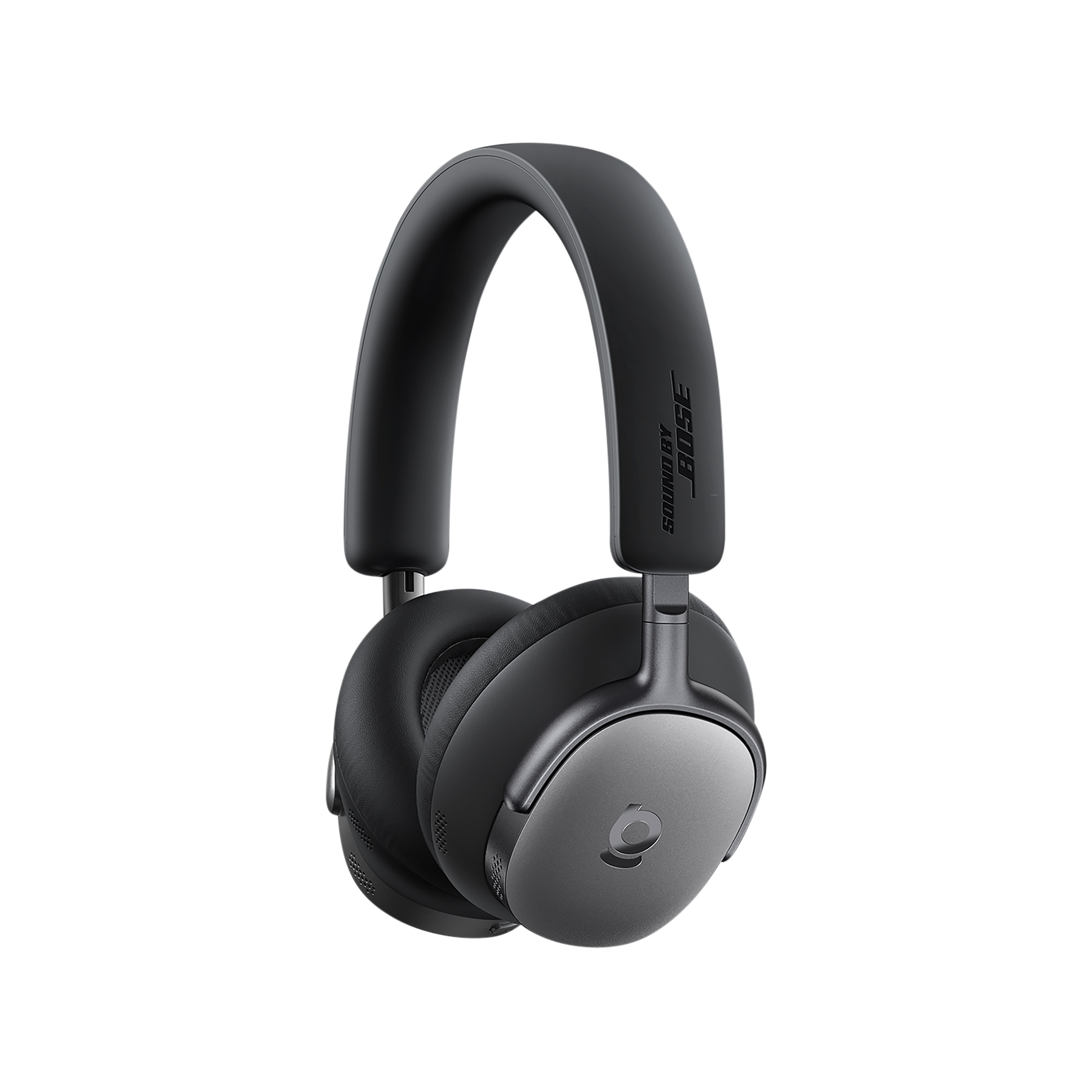 Black Bose headphones on a white background
