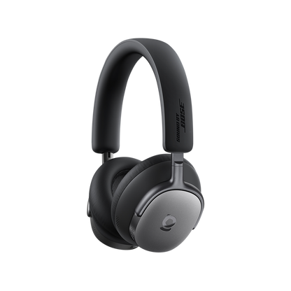 Black Bose headphones on a white background
