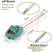 Diagram of a pH sensor with measurements and descriptions on a white background