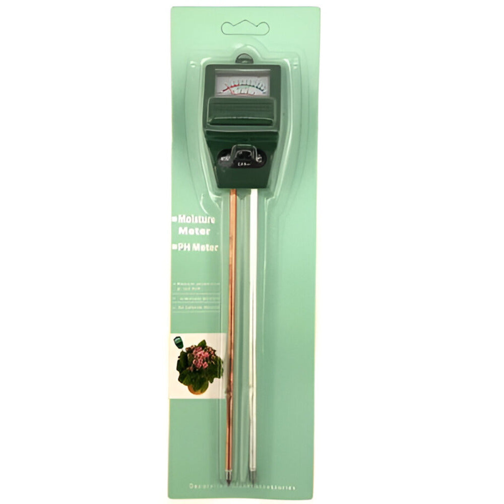 Green pH meter with packaging on a white background