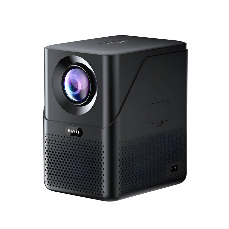 Black Havit projector on a white background