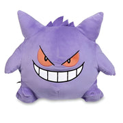 A plush doll backpack featuring the Pokémon character Gengar with a small compartment and adjustable straps.