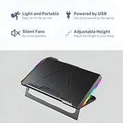 R8 Max Laptop Cooling Pad with 6 Fans, RGB Lighting & Adjustable Height 2