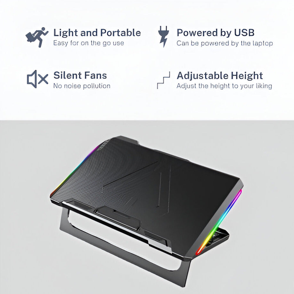 R8 Max Laptop Cooling Pad with 6 Fans, RGB Lighting & Adjustable Height 2