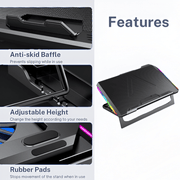 R8 Max Laptop Cooling Pad with 6 Fans, RGB Lighting & Adjustable Height 4