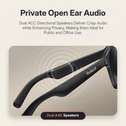 Rokid AI Glasses Style (ChatGPT & Gemini, 12MP POV Camera, Real‑Time Translation) Black open ear audio device with Rokid branding on a beige background