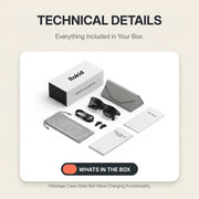 Rokid AI Glasses Style (ChatGPT & Gemini, 12MP POV Camera, Real‑Time Translation) Rokid product packaging with accessories on a beige background