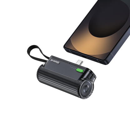 Sharge Flow Mini 2 22.5W Power Bank (5000mAh, Built‑in USB‑C & Lightning)