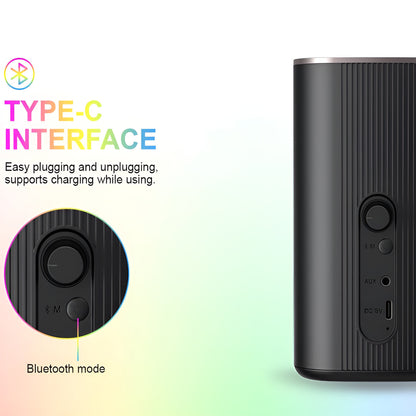 Black electronic device with Type-C interface on a gradient background