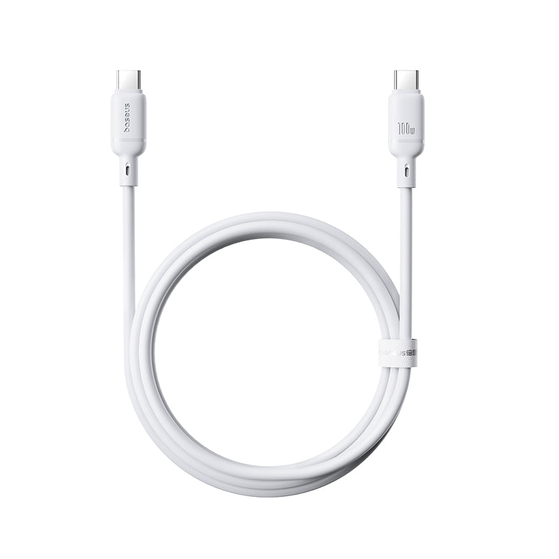 Baseus Silky Series Charging Cable 100W Moon White On white background