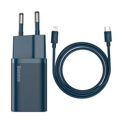 Baseus Super Si 20W Quick Charger + Type-C to iOS Cable (Blue)