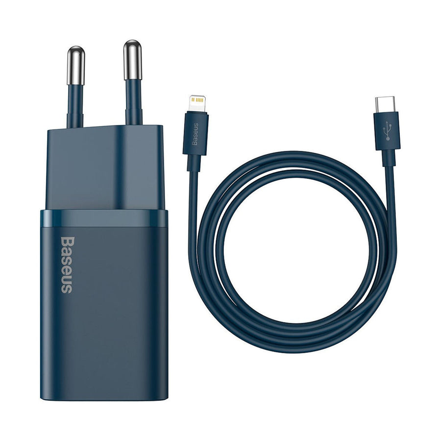 Baseus Super Si 20W Quick Charger + Type-C to iOS Cable (Blue)