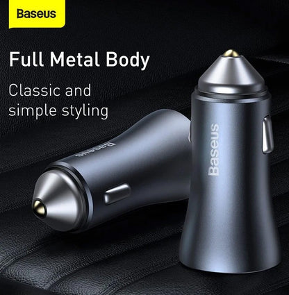 Baseus Golden Contactor Pro 40W Dual Fast Car Charger & Cable