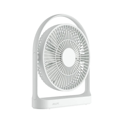 Jisulife Life5 Table Fan Rechargeable 4000mAh Portable Quiet White desk fan on a white background