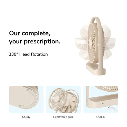 Beige fan with features highlighted on a white background