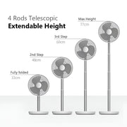 Jisulife Life7 Table Fan Rechargeable 8000mAh Adjustable Telescopic stand with four adjustable height levels on a white background
